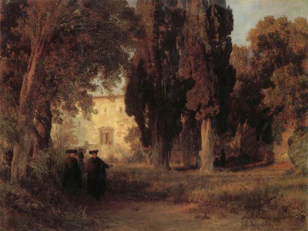 Oswald achenbach Monastery Garden oil painting image